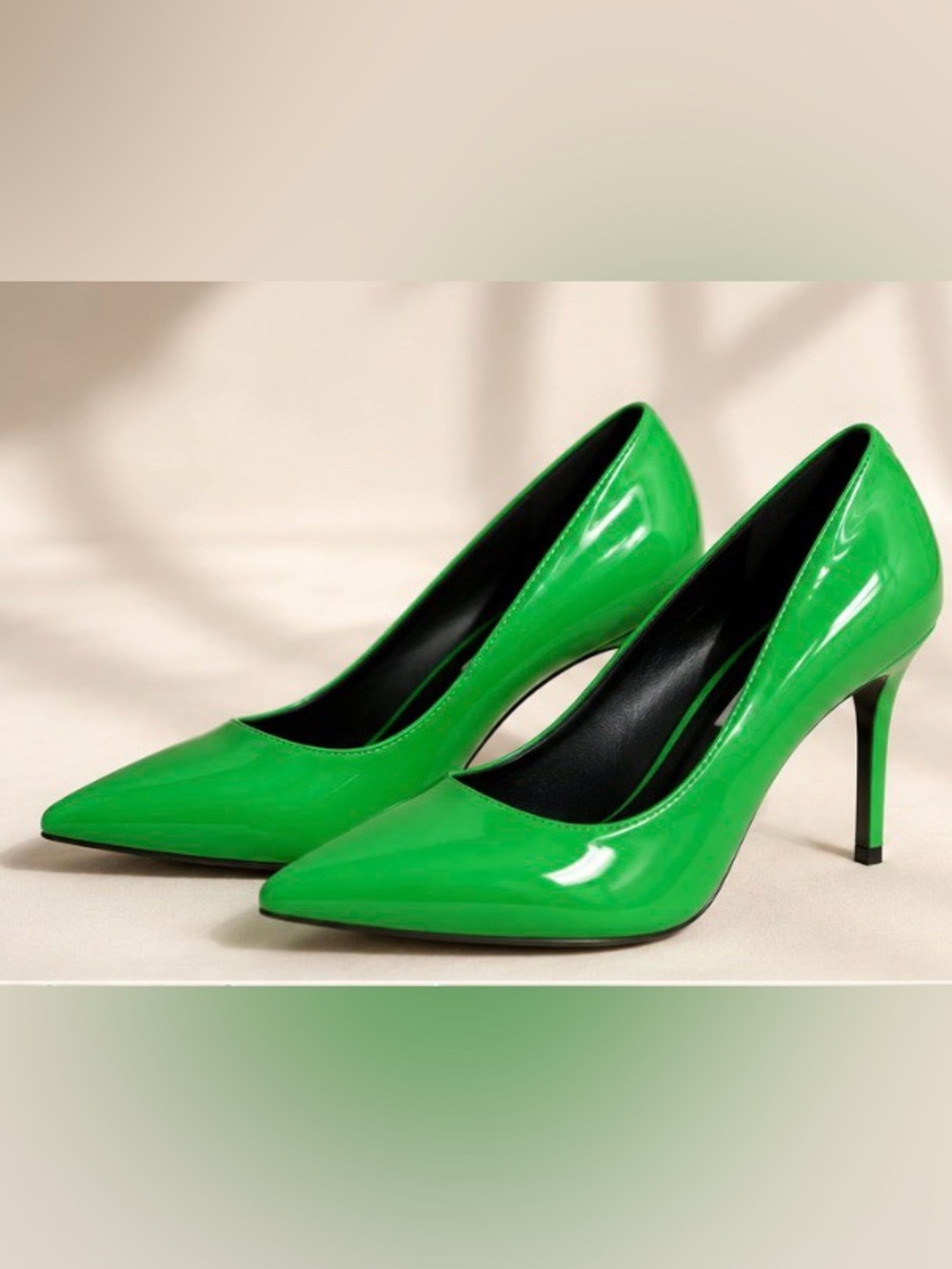 Cape Robbin Bright Green Patent Pointed Toe Pumps - Picture 3 of 5